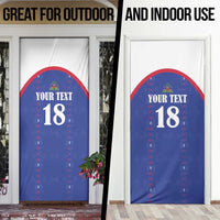 Custom Haiti Football Door Cover Les Grenadiers Veve Haitian Vodou Blue Version - Wonder Print Shop