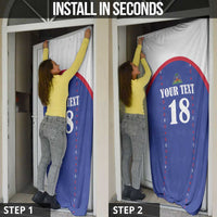 Custom Haiti Football Door Cover Les Grenadiers Veve Haitian Vodou Blue Version - Wonder Print Shop