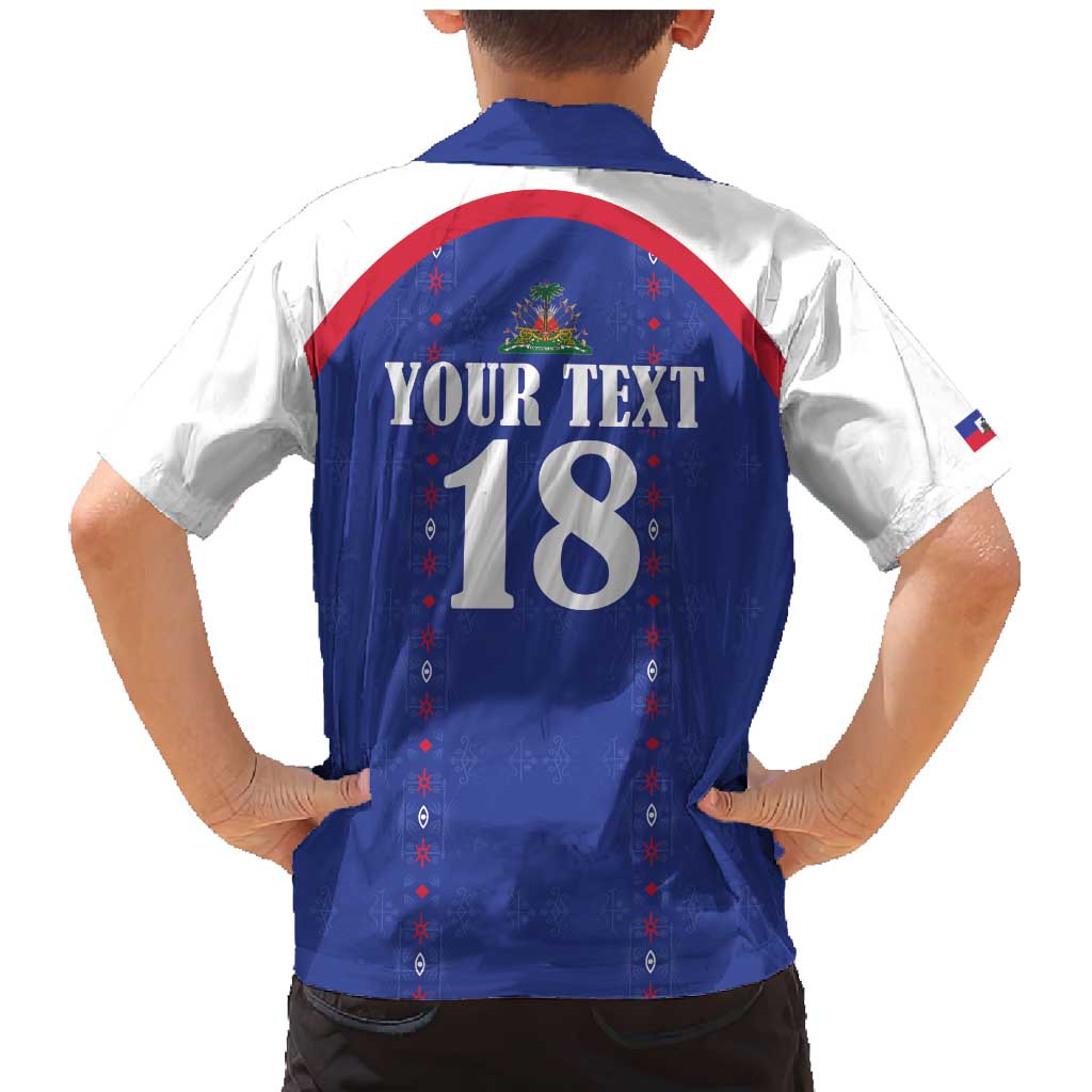 Custom Haiti Football Family Matching Mermaid Dress and Hawaiian Shirt Les Grenadiers Veve Haitian Vodou Blue Version - Wonder Print Shop