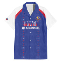 Custom Haiti Football Family Matching Mermaid Dress and Hawaiian Shirt Les Grenadiers Veve Haitian Vodou Blue Version - Wonder Print Shop