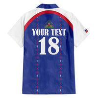 Custom Haiti Football Family Matching Off Shoulder Maxi Dress and Hawaiian Shirt Les Grenadiers Veve Haitian Vodou Blue Version - Wonder Print Shop