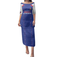 Custom Haiti Football Family Matching Puletasi and Hawaiian Shirt Les Grenadiers Veve Haitian Vodou Blue Version - Wonder Print Shop