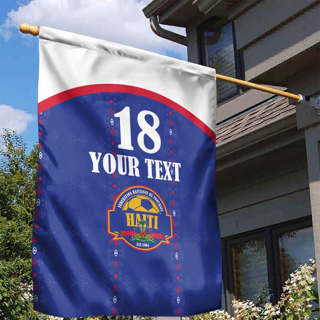 Custom Haiti Football Garden Flag Les Grenadiers Veve Haitian Vodou Blue Version - Wonder Print Shop