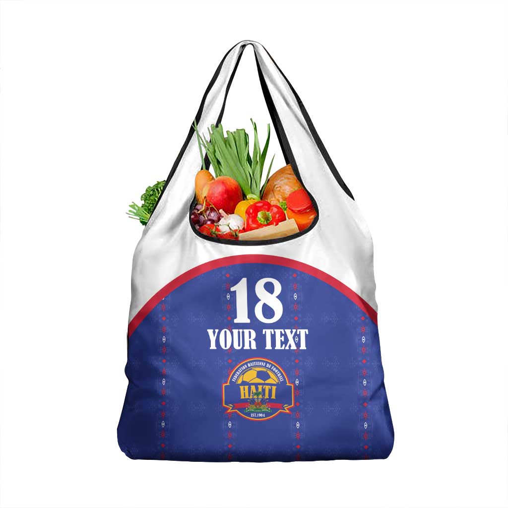 Custom Haiti Football Grocery Bag Les Grenadiers Veve Haitian Vodou Blue Version - Wonder Print Shop