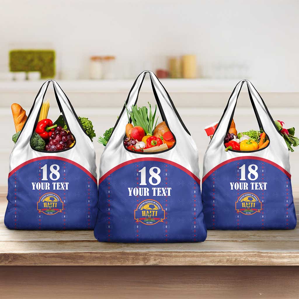 Custom Haiti Football Grocery Bag Les Grenadiers Veve Haitian Vodou Blue Version - Wonder Print Shop