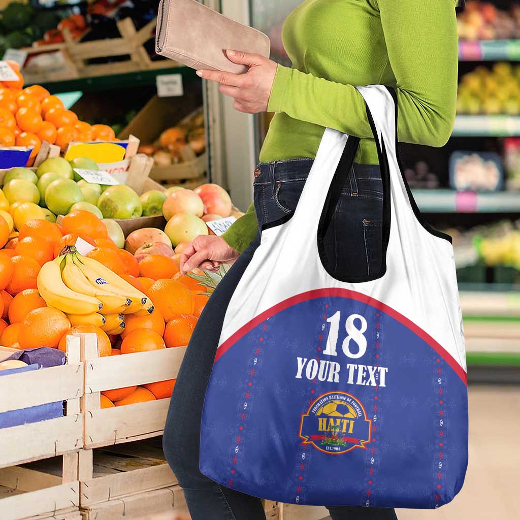 Custom Haiti Football Grocery Bag Les Grenadiers Veve Haitian Vodou Blue Version - Wonder Print Shop