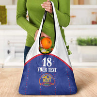 Custom Haiti Football Grocery Bag Les Grenadiers Veve Haitian Vodou Blue Version - Wonder Print Shop