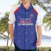 Custom Haiti Football Hawaiian Shirt Les Grenadiers Veve Haitian Vodou Blue Version - Wonder Print Shop