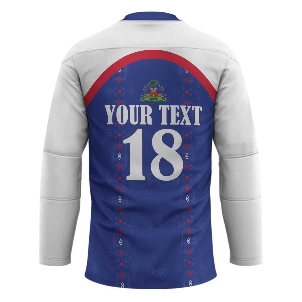 Custom Haiti Football Hockey Jersey Les Grenadiers Veve Haitian Vodou Blue Version - Wonder Print Shop