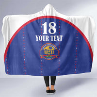 Custom Haiti Football Hooded Blanket Les Grenadiers Veve Haitian Vodou Blue Version - Wonder Print Shop