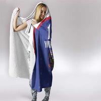 Custom Haiti Football Hooded Blanket Les Grenadiers Veve Haitian Vodou Blue Version - Wonder Print Shop