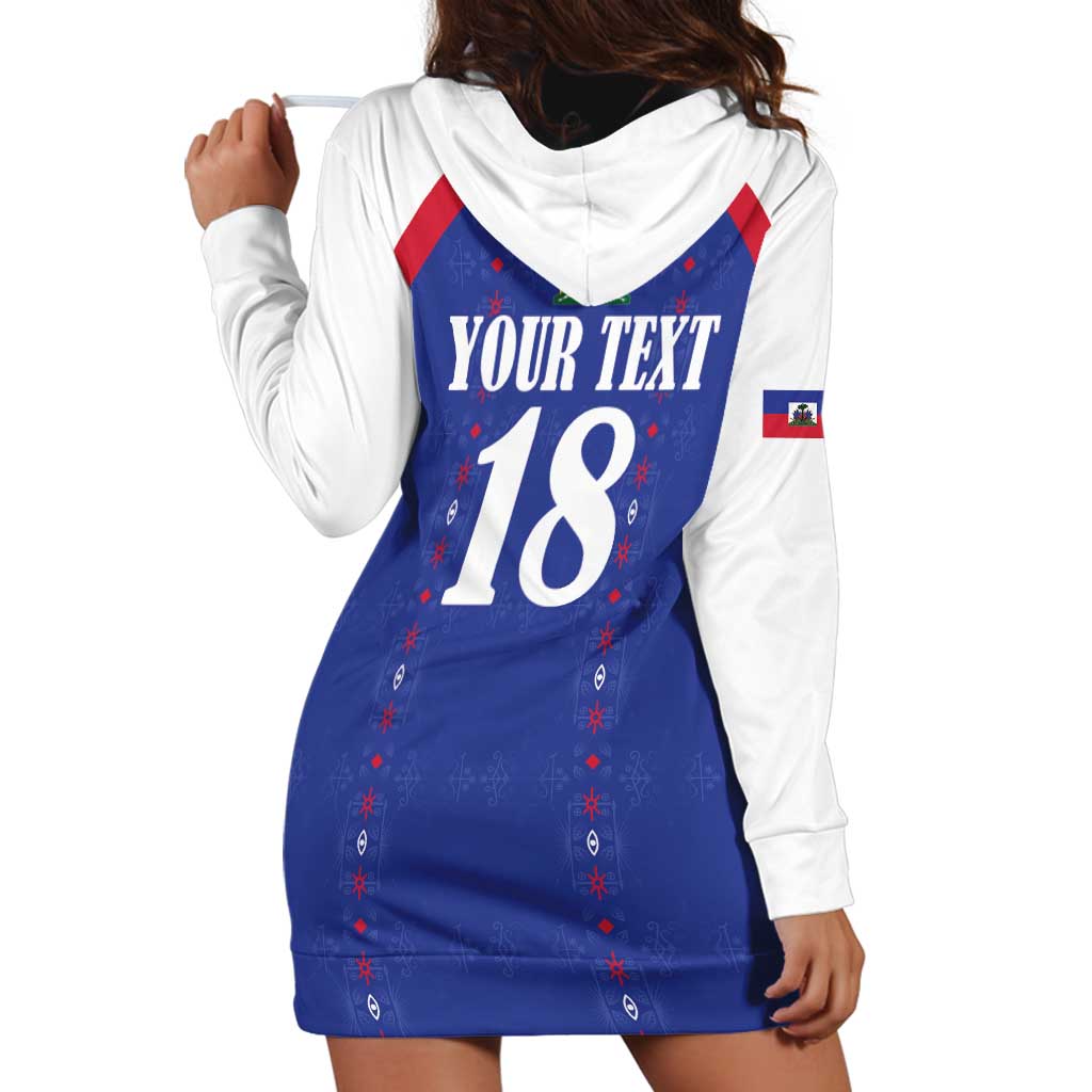 Custom Haiti Football Hoodie Dress Les Grenadiers Veve Haitian Vodou Blue Version - Wonder Print Shop