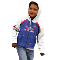 Custom Haiti Football Kid Hoodie Les Grenadiers Veve Haitian Vodou Blue Version - Wonder Print Shop