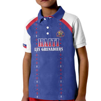 Custom Haiti Football Kid Polo Shirt Les Grenadiers Veve Haitian Vodou Blue Version - Wonder Print Shop