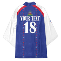 Custom Haiti Football Kimono Les Grenadiers Veve Haitian Vodou Blue Version - Wonder Print Shop