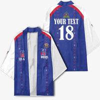 Custom Haiti Football Kimono Les Grenadiers Veve Haitian Vodou Blue Version - Wonder Print Shop