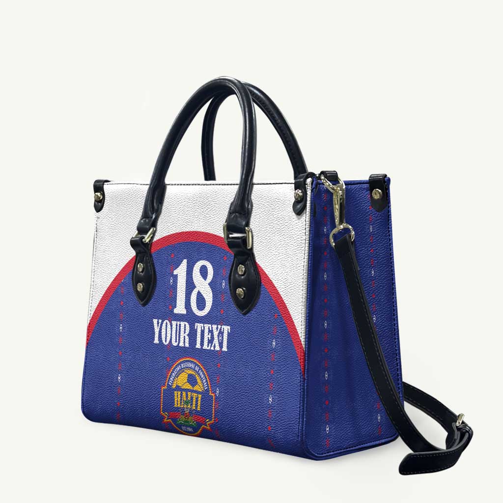 Custom Haiti Football Leather Bag Les Grenadiers Veve Haitian Vodou Blue Version - Wonder Print Shop