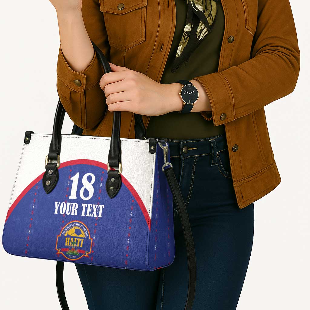 Custom Haiti Football Leather Bag Les Grenadiers Veve Haitian Vodou Blue Version - Wonder Print Shop