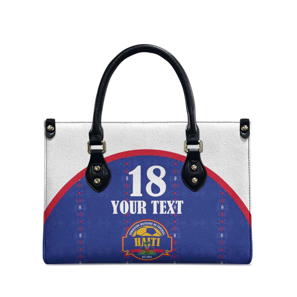 Custom Haiti Football Leather Bag Les Grenadiers Veve Haitian Vodou Blue Version - Wonder Print Shop