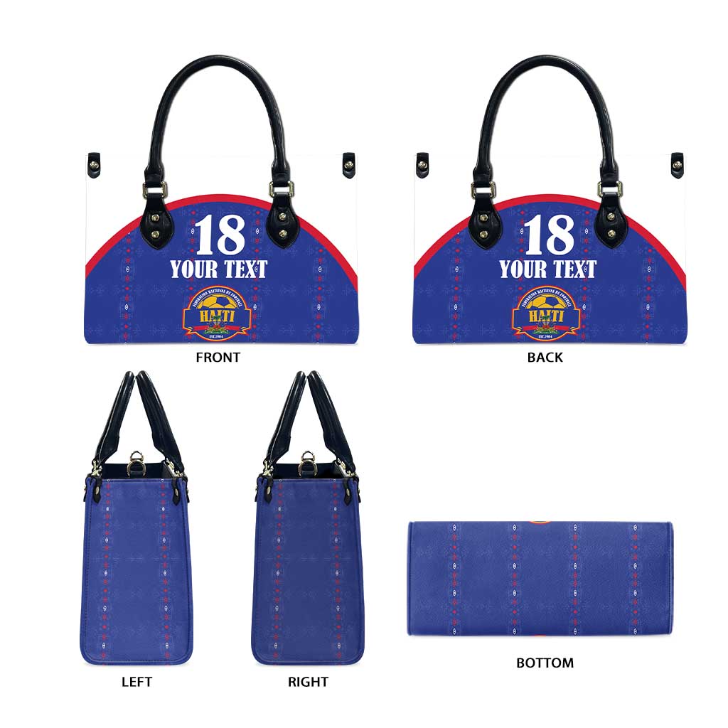 Custom Haiti Football Leather Bag Les Grenadiers Veve Haitian Vodou Blue Version - Wonder Print Shop