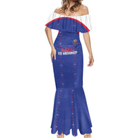 Custom Haiti Football Mermaid Dress Les Grenadiers Veve Haitian Vodou Blue Version - Wonder Print Shop