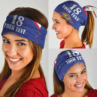 Custom Haiti Football Neck Gaiter Les Grenadiers Veve Haitian Vodou Blue Version - Wonder Print Shop