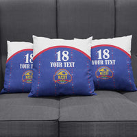 Custom Haiti Football Pillow Cover Les Grenadiers Veve Haitian Vodou Blue Version - Wonder Print Shop