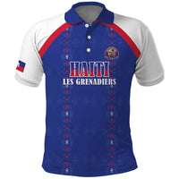 Custom Haiti Football Polo Shirt Les Grenadiers Veve Haitian Vodou Blue Version - Wonder Print Shop