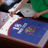 Custom Haiti Football Puzzle Les Grenadiers Veve Haitian Vodou Blue Version - Wonder Print Shop
