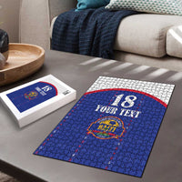 Custom Haiti Football Puzzle Les Grenadiers Veve Haitian Vodou Blue Version - Wonder Print Shop