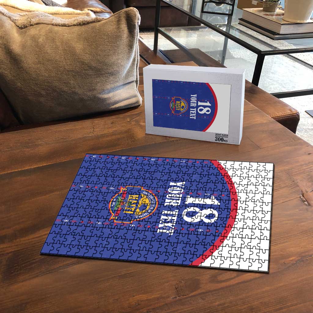 Custom Haiti Football Puzzle Les Grenadiers Veve Haitian Vodou Blue Version - Wonder Print Shop