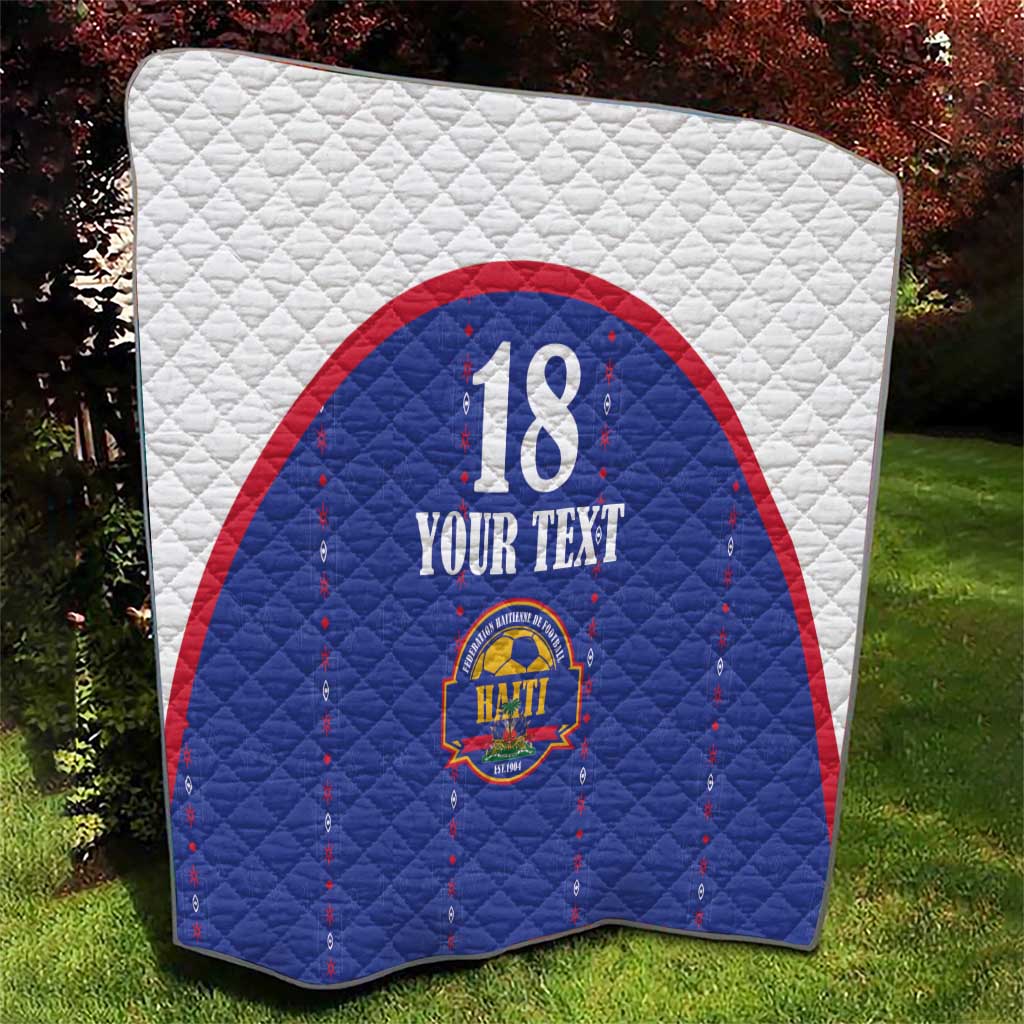 Custom Haiti Football Quilt Les Grenadiers Veve Haitian Vodou Blue Version - Wonder Print Shop