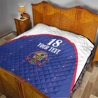Custom Haiti Football Quilt Les Grenadiers Veve Haitian Vodou Blue Version - Wonder Print Shop