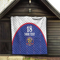 Custom Haiti Football Quilt Les Grenadiers Veve Haitian Vodou Blue Version - Wonder Print Shop