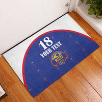 Custom Haiti Football Rubber Doormat Les Grenadiers Veve Haitian Vodou Blue Version - Wonder Print Shop