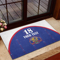 Custom Haiti Football Rubber Doormat Les Grenadiers Veve Haitian Vodou Blue Version - Wonder Print Shop