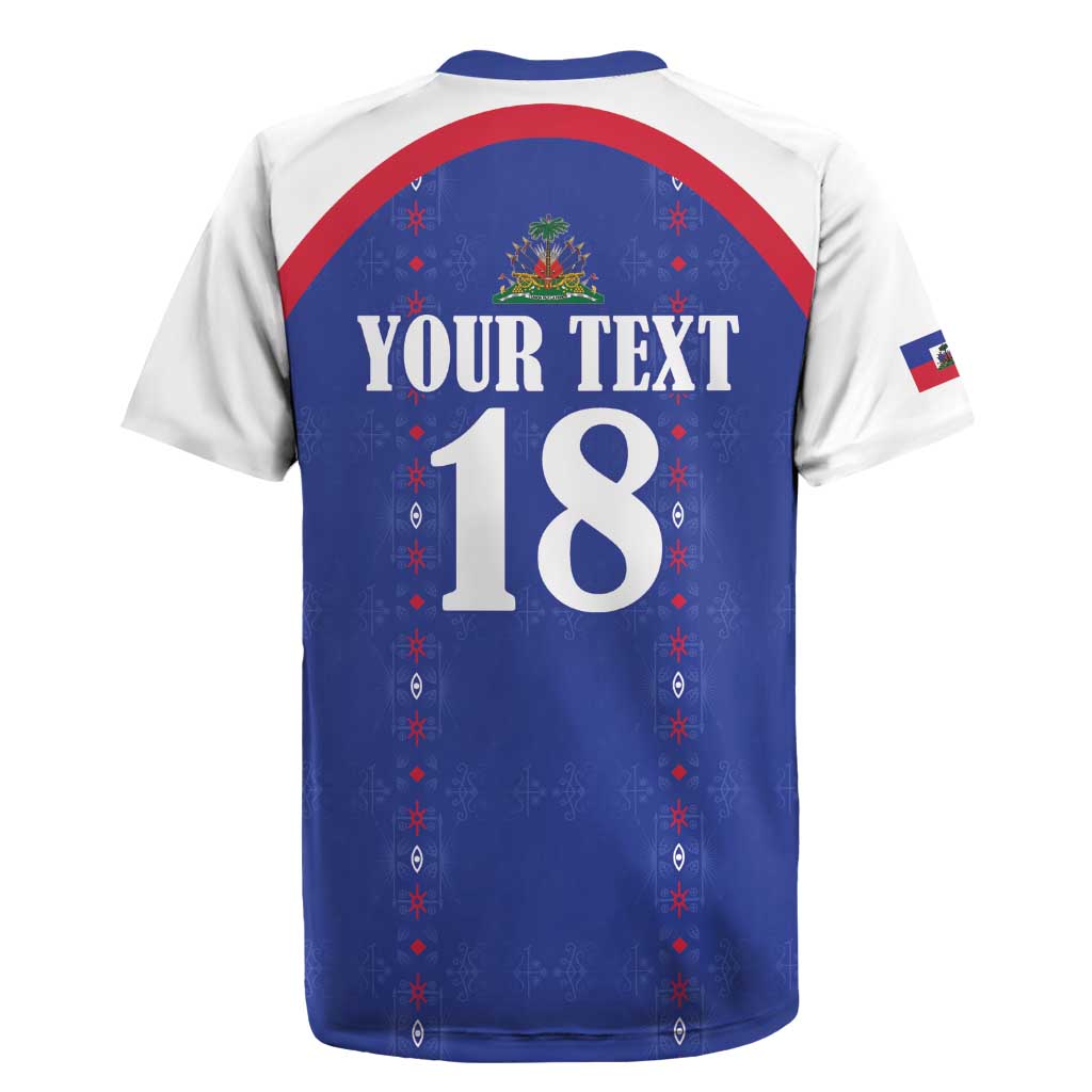 Custom Haiti Football Rugby Jersey Les Grenadiers Veve Haitian Vodou Blue Version - Wonder Print Shop