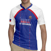 Custom Haiti Football Rugby Jersey Les Grenadiers Veve Haitian Vodou Blue Version - Wonder Print Shop