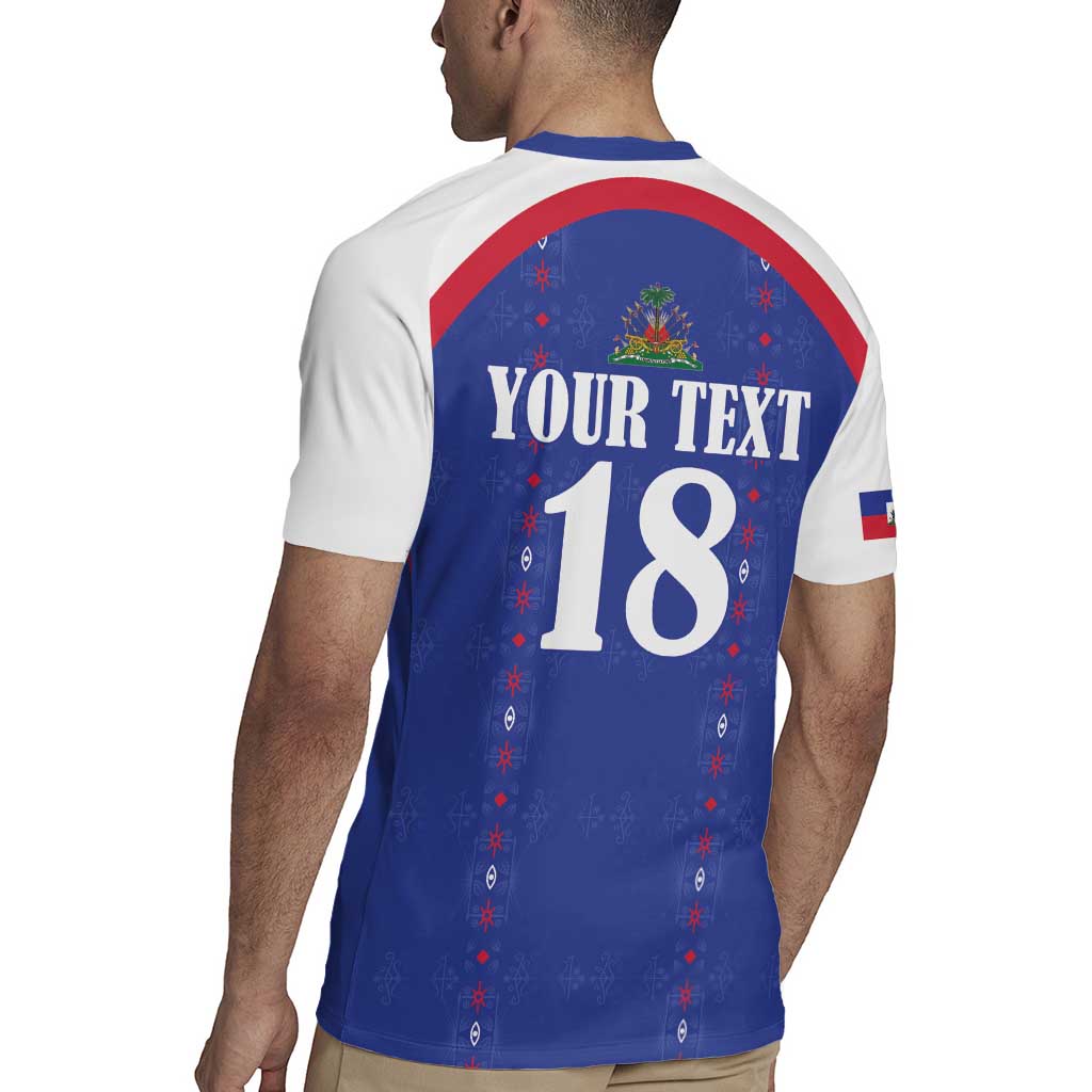 Custom Haiti Football Rugby Jersey Les Grenadiers Veve Haitian Vodou Blue Version - Wonder Print Shop