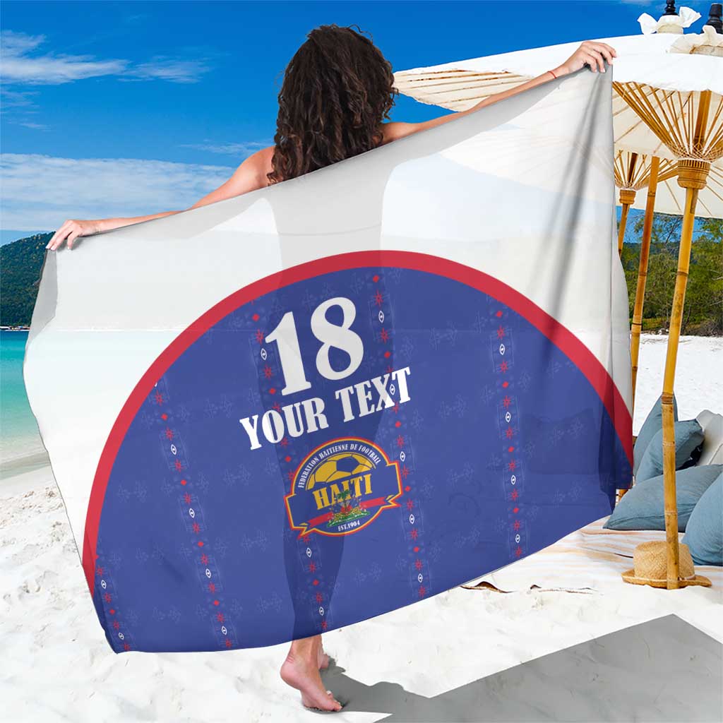 Custom Haiti Football Sarong Les Grenadiers Veve Haitian Vodou Blue Version - Wonder Print Shop