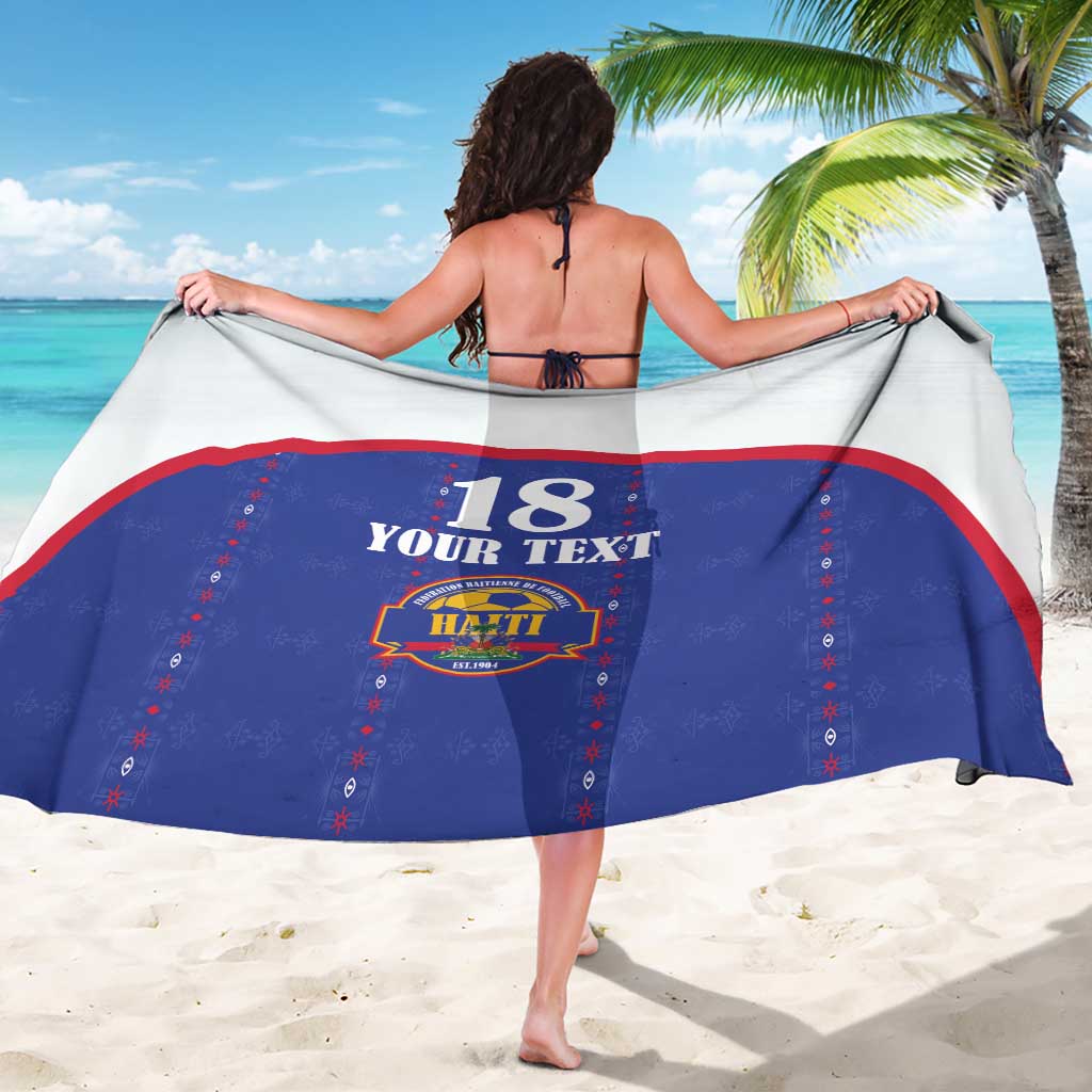 Custom Haiti Football Sarong Les Grenadiers Veve Haitian Vodou Blue Version - Wonder Print Shop