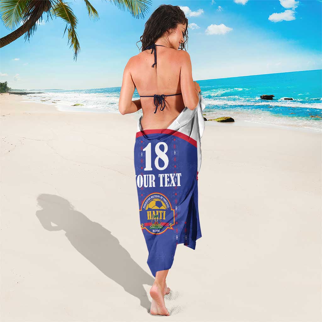 Custom Haiti Football Sarong Les Grenadiers Veve Haitian Vodou Blue Version - Wonder Print Shop