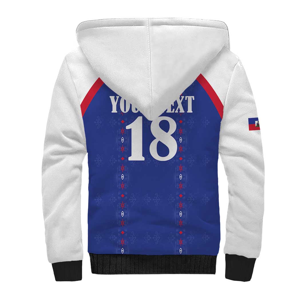 Custom Haiti Football Sherpa Hoodie Les Grenadiers Veve Haitian Vodou Blue Version - Wonder Print Shop