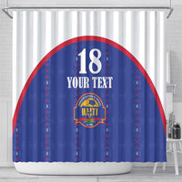 Custom Haiti Football Shower Curtain Les Grenadiers Veve Haitian Vodou Blue Version - Wonder Print Shop
