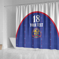 Custom Haiti Football Shower Curtain Les Grenadiers Veve Haitian Vodou Blue Version - Wonder Print Shop