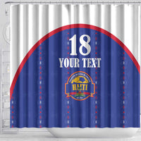Custom Haiti Football Shower Curtain Les Grenadiers Veve Haitian Vodou Blue Version - Wonder Print Shop