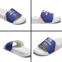 Custom Haiti Football Slide Sandals Les Grenadiers Veve Haitian Vodou Blue Version - Wonder Print Shop