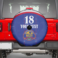 Custom Haiti Football Spare Tire Cover Les Grenadiers Veve Haitian Vodou Blue Version - Wonder Print Shop