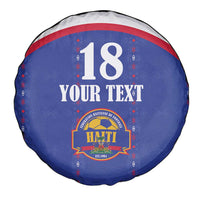 Custom Haiti Football Spare Tire Cover Les Grenadiers Veve Haitian Vodou Blue Version - Wonder Print Shop