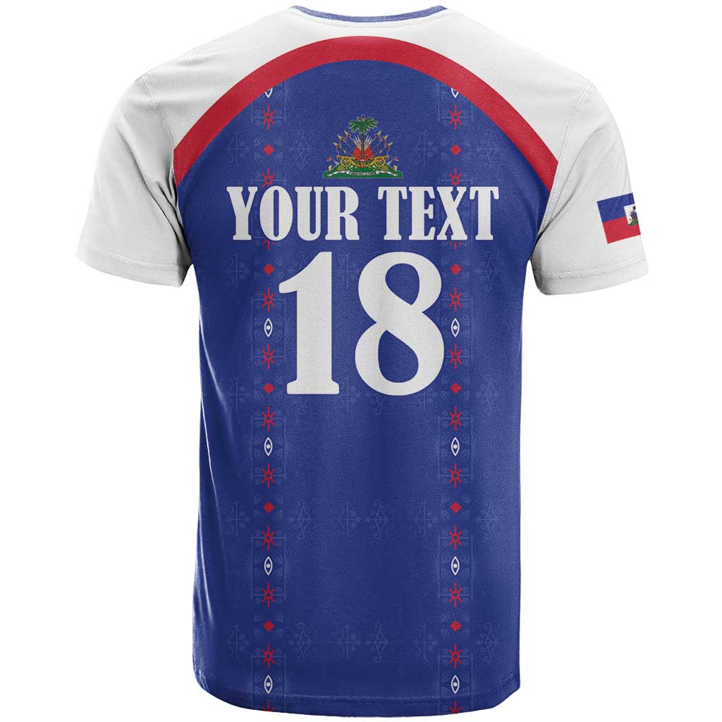 Custom Haiti Football T Shirt Les Grenadiers Veve Haitian Vodou Blue Version - Wonder Print Shop